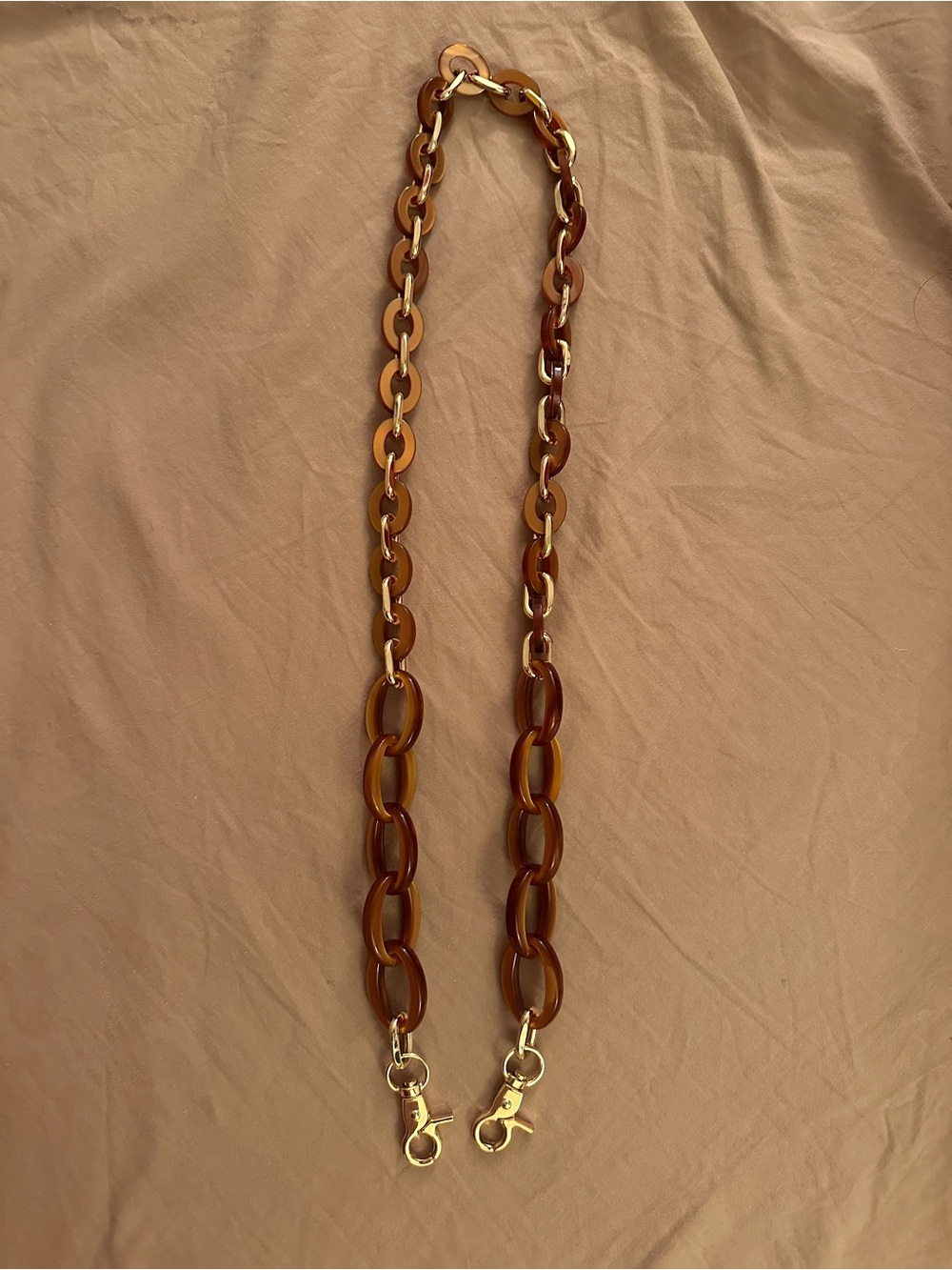 Tortoiseshell Link Bag Chain with Gold Clasps
